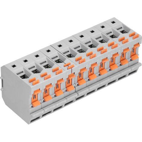 Lot de 10 borniers sur rail DIN UK50N avec conception antidérapante, diamètre 50 mm, 150 A, 1000 V, conception modulaire. (1/5)