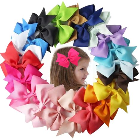 20pcs Accessoire cheveux, nœud en tissu, pince crocodile, couleur aléatoire, fille femme fête (1/5)