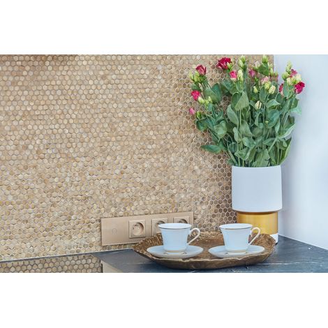 Mosaïque Allumi Gold Hexagon 14 — lot de 12 feuilles (1,08 m²) (1/4)