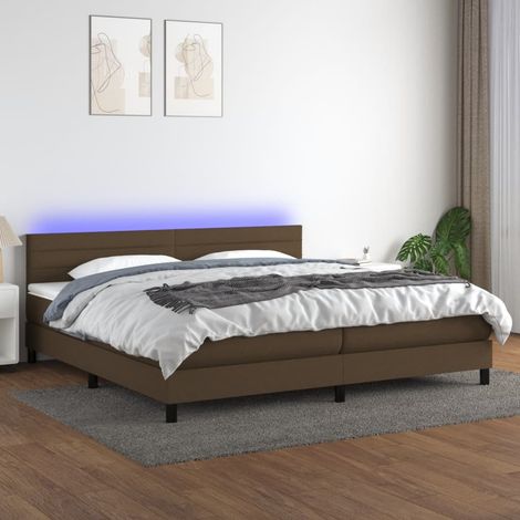 Sommier tapissier matelas et LED - Sommier pour Adulte et Enfant - Marron foncé 200x200 cm Tissu BV645338 - BonneVie (1/5)