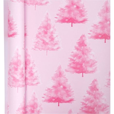 Rouleaux De Papier D'Emballage De Noël 43 cm X 10Mètres Sapin de Noël rose (1/5)