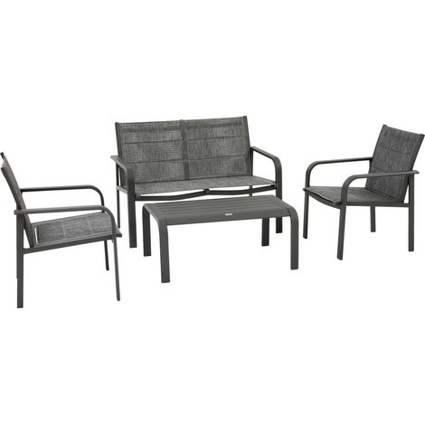 Set di mobili da giardino piazza 4 posti grigio grafite - Hespéride