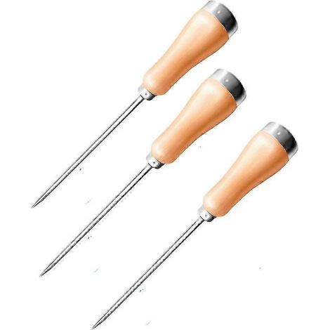 Outil pour casser la glace avec aiguille en acier inoxydable et manche en bois, idéal pour briser la glace dans les congélateurs, parfait pour les cuisines, les bars et le camping (lot de 3 de bonne q (1/4)