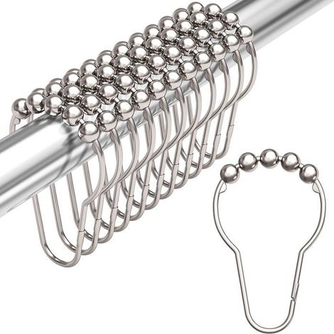 Duschvorhangringe, rostfreie Metallhaken für Duschstangen im Badezimmer – 12er-Set