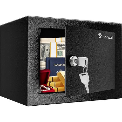 Coffre-fort à clés 6,6 L, structure en acier, pour espèces, bijoux et objets de valeur, 17 x 23 x 17 cm, idéal pour la maison, le bureau et l'hôtel (1/5)