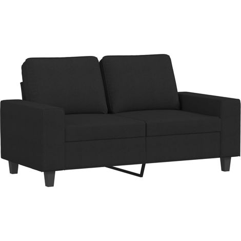 Divano a 2 Posti Sofa Nero 120 cm in Tessuto (1/5)