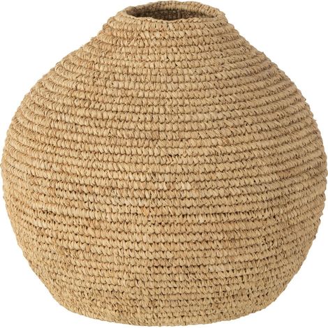 Vase rond en herbe naturelle charme authentique pour votre intérieur - Beige naturel tressé