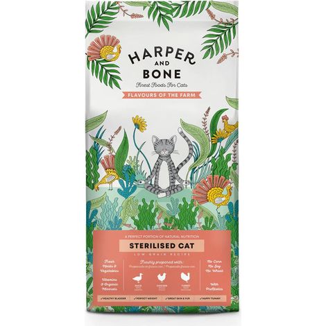 CROCCHETTE PER GATTI HARPER AND BONE CAT STERILISED FLAVOURS OF THE FARM 2KG - ANATRA, POLLO E TACCHINO