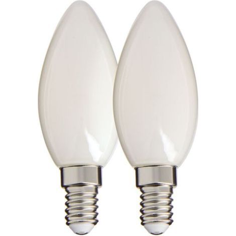 2er-Pack opalisierende LED-Filamentlampen mit Flammeneffekt, E14-Sockel, 470 lm, entspricht 40 W, 2700 K, warmweißes Licht, für Kronleuchter und Wandleuchten (1/5)
