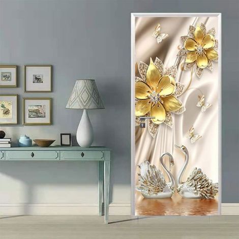 3D Stickers Porte Autocollants de Dcoration pour Porte, Pvc Trompe L\\\'oeil Mural,Decoration Porte,L(45x200cmx2Pcs),Style L (1/3)