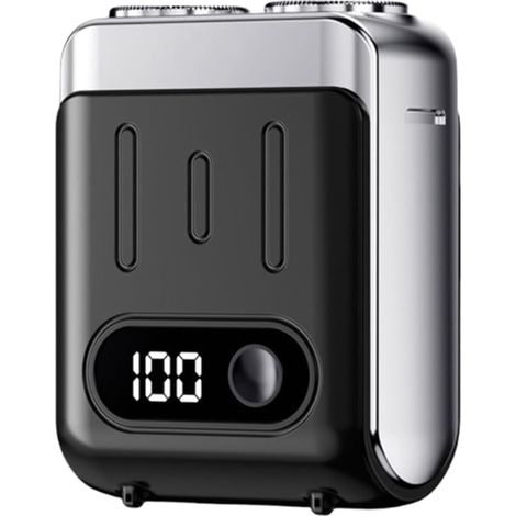 Rasoir Électrique Portable de Voyage avec Affichage Numérique, Rasoir Électrique pour Barbe, Outil de Rasage, Rasoir de Voyage, Noir (1/5)