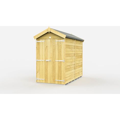 4 x 8 Feet Apex Shed - Double Door Without Windows - Wood - L243 x W118 x H217 cm