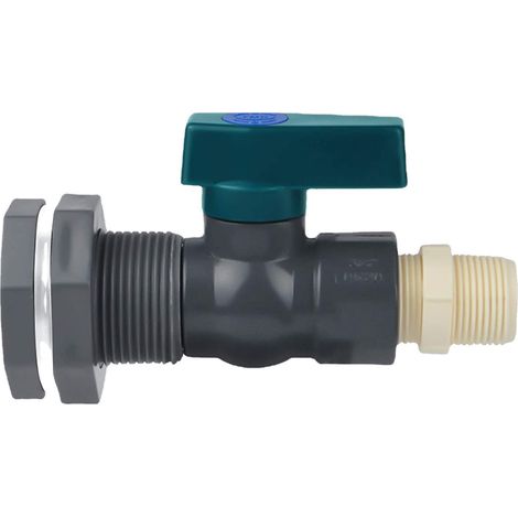 BEBUSINGOTO PVC-Wassertankanschluss, 3/4 Zoll PVC-Regenfasshahn mit Schottverschraubung und Schlauchadapter