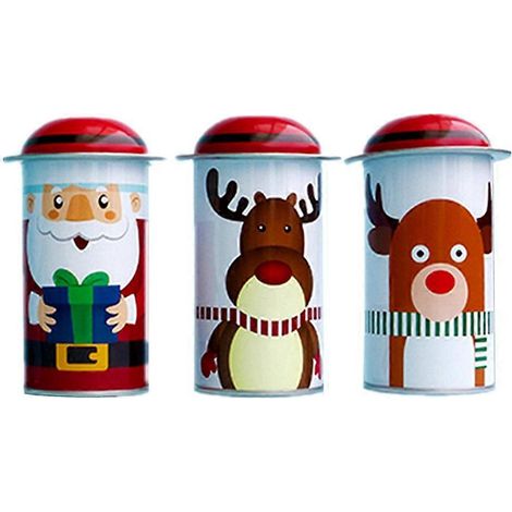 Lot de 3 bocaux à bonbons de Noël décoratifs, boîtes de rangement pour cadeaux, motif aléatoire, pour la maison, les boutiques et les fêtes.-5X5X11.5CM (1/3)