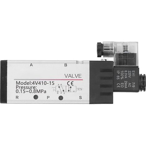 Électrovanne inverseuse GEYA, 2 positions, 5 voies, filetage 1/2 pouce PT, simple bobine, à commande pilote, électrique, 220 V CA