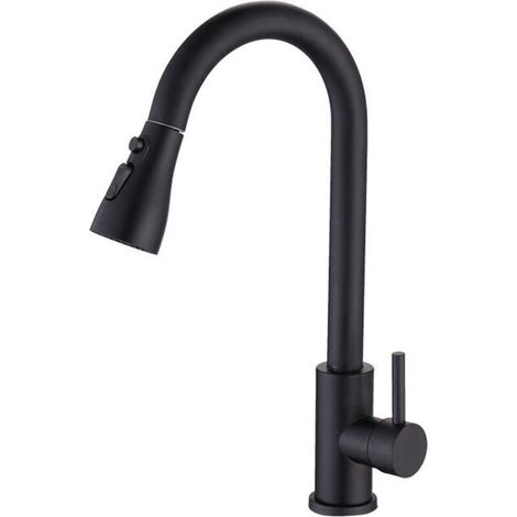Robinet de Cuisine Extractible en Acier Inoxydable, Robinet Mitigeur 360 ° Rotatif pour Cuisine ou Salle de Bain, Noir,4020.5CM (1/4)