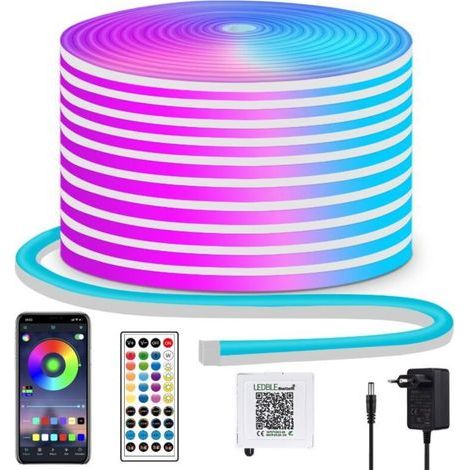 RGB-Neon-LED-Streifen, 20 m – 1200 LEDs, Neon-LED-Lichterkette für den Innen- und Außenbereich, App-/Fernbedienungssteuerung, IP65 wasserdicht