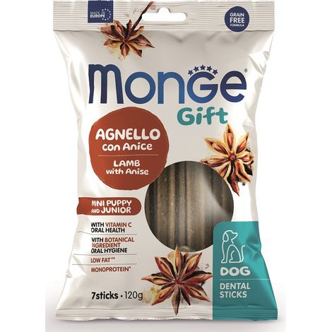 Monge Gift Dental Sticks Puppy And Junior Mini Agnello Con Anice 120 G