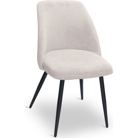 Chaise de salle à manger Kety en microfibre couleur beige avec pieds en métal noir