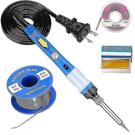 Kit de fer à souder - Pistolet à souder 60 W avec tresse à souder, fil, pâte à flux, température réglable 220 V (1/2)
