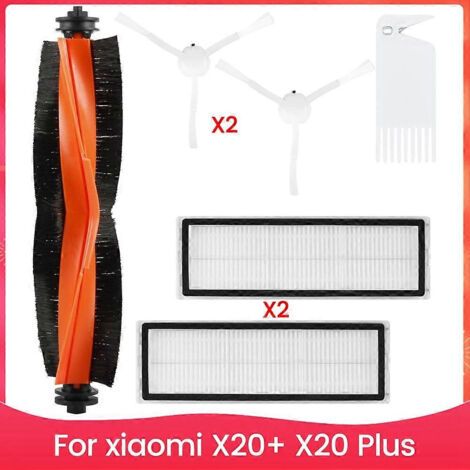 Kit d'accessoires pour aspirateur robot Xiaomi X20 : brosse principale, filtre HEPA et accessoires.