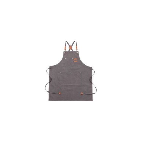 Tablier en coton à dos croisé pour hommes et femmes, avec grandes poches, tablier de travail ajustable, dimensions approximatives : 75 x 68 cm, gris (1/5)