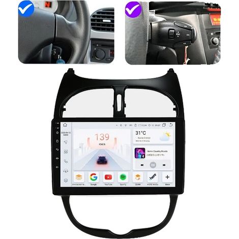 Radio para coche, soporte multimedia, pantalla táctil, compatible con Peugeot 206 206CC 206SW 2000 - 2008, S1-3G 32G-8 núcleos-B (1/2)