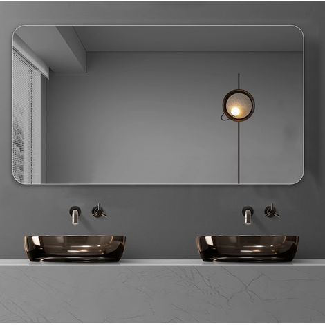 CHICFURN Specchio da bagno da parete 70x90 cm in vetro argentato, orizzontale o verticale (1/5)