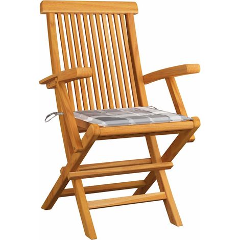 Maison Exclusive - Klappstühle, grau karierte Kissen, 6-teilig, m (1/5)