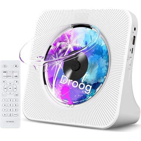 Lecteur Cd - Lecteur Cd Portable Avec Bluetooth - Systeme Audio Desktop - Haut-Parleurs Hi-Fi Integres - Entree Aux Et Radio Fm - Ecran Lcd - Telecommande