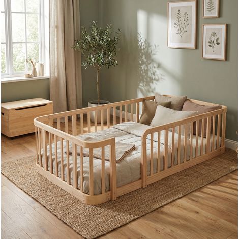 Parque para bebé modular de madera natural 205 x 95 x 52 cm DESVIAE (1/5)