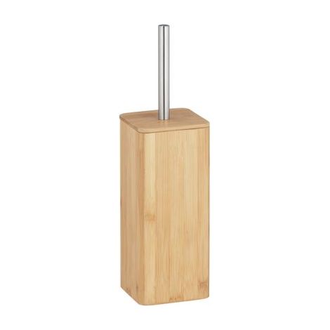 WENKO Porte brosse WC bois bambou, Brosse WC noire, bois bambou, 10,1x37,5x10,1 cm, marron (1/5)