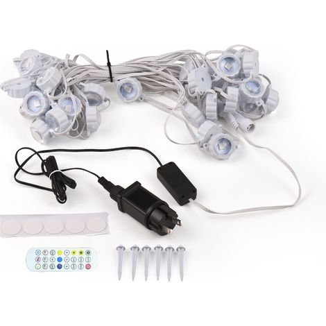 Lumières extérieures permanentes Connexion BT 52 pieds avec 36 LED RVB Bouton/Application/Télécommande 3 modes de scène DIY Éclairage étanche IP67 pour jardin, maison, fête, vacances (1/5)