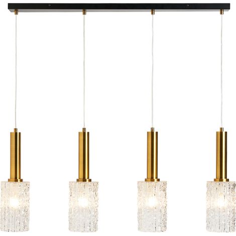 Visconte Hugo Sculpted Glass Ceiling Pendant Bar 4 Light - Matte Black, Satin Brass (1/5)