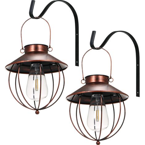 Applique murale solaire vintage, suspension d'extérieur avec contrôle de luminosité sensible, étanchéité IP65, idéale pour jardin, terrasse ou allée. (1/5)