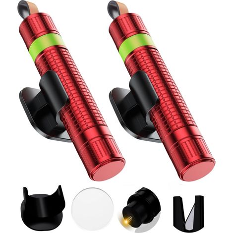 Outil d'évacuation d'urgence 2 en 1 - Brise-vitre et coupe-ceinture de sécurité, marteau de sécurité pour voiture avec porte-clés, lot de 2, rouge-AquaForge