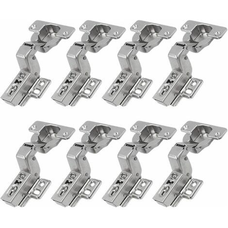Charnières à insertion à 110° de 35 mm sans amortisseur pour portes de cuisine, montage d'inserts pour meubles - Lot de 8 - S (1/5)