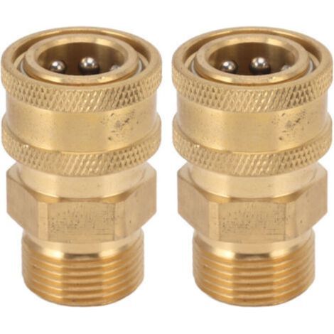 2 adaptateurs de raccord M22 en cuivre pur pour nettoyeur haute pression, 3/8" NPT femelle vers mâle, trou intérieur 14 mm/0,55 po (1/4)