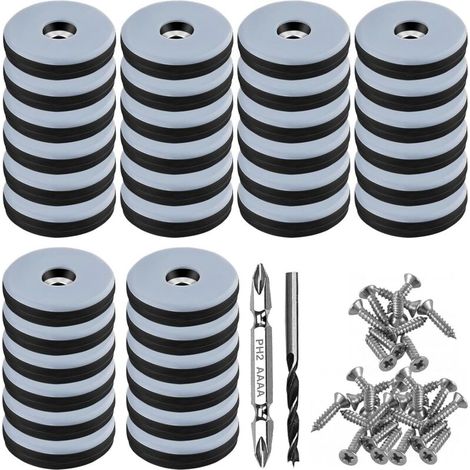 Lot de 36 Patins Teflon Diamètre 30mm Ronds Noirs Vis Acier Inoxydable Forets Pour Meubles Chaises Sols (1/5)