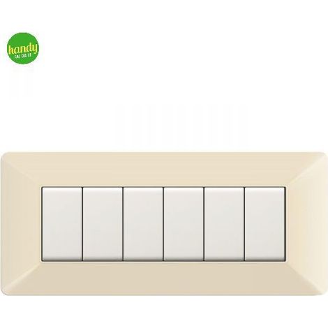 Placca da 6 moduli Easy Elettrocanali in plastica avorio