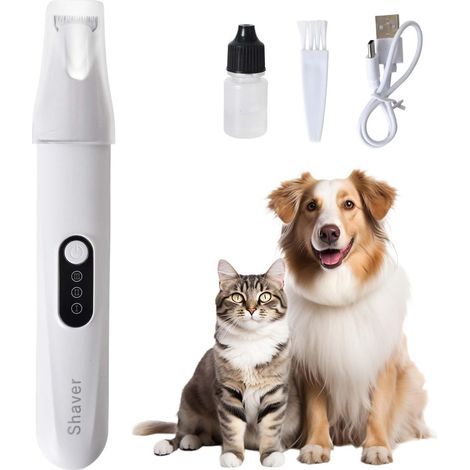 Cortapelos para perros y gatos, afeitadora para gatos con luz LED, cortadora de patas profesional, silenciosa para perros, pelo, garras, orejas y cara. (1/5)
