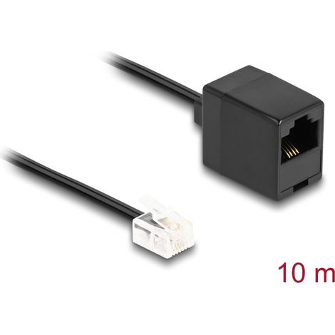 Delock Cable telefÃ³nico RJ11 macho a RJ45 hembra negro 10 m