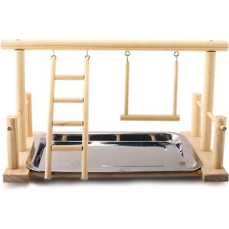Stand de jeu en bois et perroquets en acier inoxydable Stand d’entraînement Oiseau Jouet confortable Cages à oiseaux &Nids (1/5)