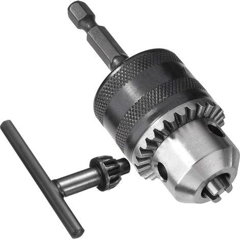 Adaptador de portabrocas de cambio rápido con vástago hexagonal de 1,5-13 mm y 6,35 mm, convertidor de portabrocas de 1/2-20UNF con llave para taladro eléctrico. (1/5)