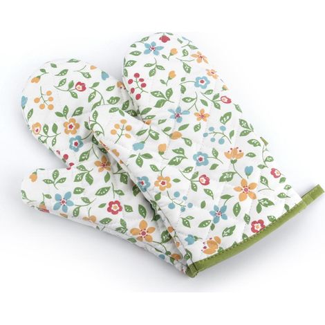 CCYKXA Gant de Four Anti Chaleur Gant de Cuisine Manique pour Le Four Contre la Chaleur - Une Pairs - 28 18cm (Vert Fleur) (1/5)