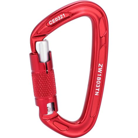 Mousqueton de sécurité à boucle en D 25 kN pour l'escalade et le sauvetage en extérieur (rouge) (1/5)