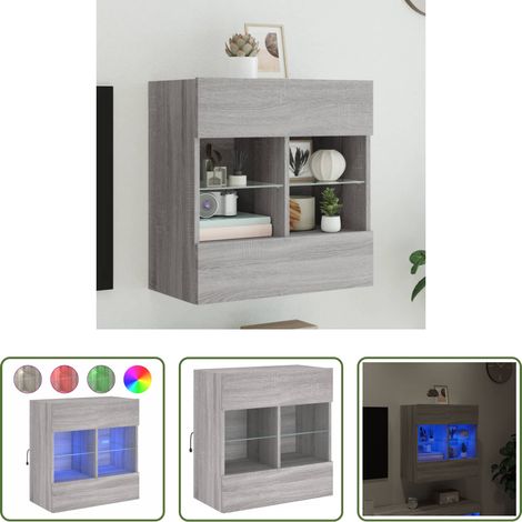 LED-Leuchten - TV-Wandschrank mit LED-Leuchten Grau Sonoma 58,5x30x60,5 cm (1/5)