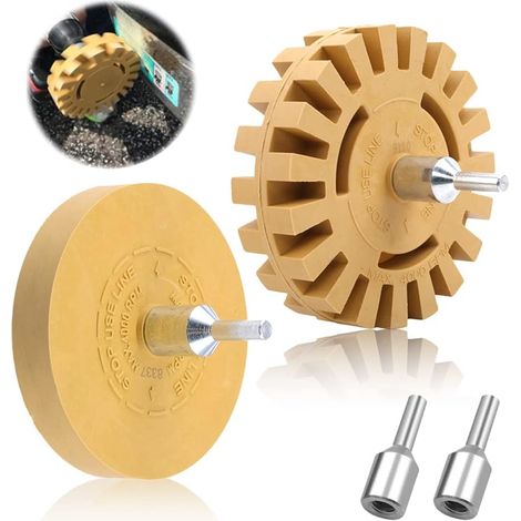 Lot de 2 gommes à film plastique pour enlever les résidus de colle, tournevis sans fil pour enlever les films et autocollants pour ou voiture (diamètre 20 mm/88 mm), XPA-00054-1 (1/5)