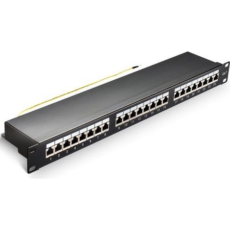 Cat 7 Patch Panel, 24 Ports, 19 Inch Keystone Patch Panel, Rack Mount Server Mount, Shielded RJ45, for Gigabit Network Switch (1/5)