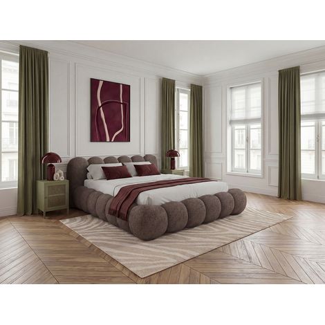 BOBOCHIC - Lit bas BOBBY tissu chiné  160x200 Marron (1/5)